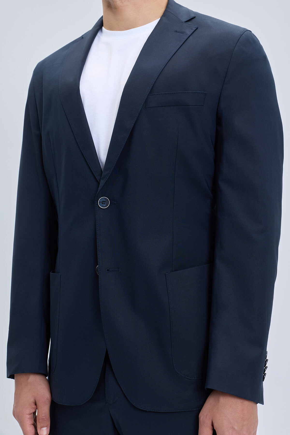 Lacivert Slim Fit Mono Yaka Casual Takım Elbise - 3