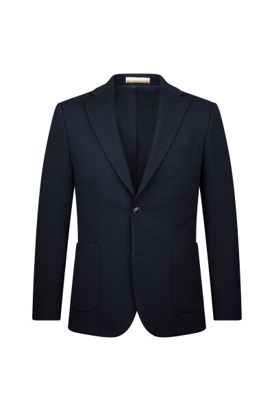 Lacivert Slim Fit Mono Yaka Casual Takım Elbise - 2