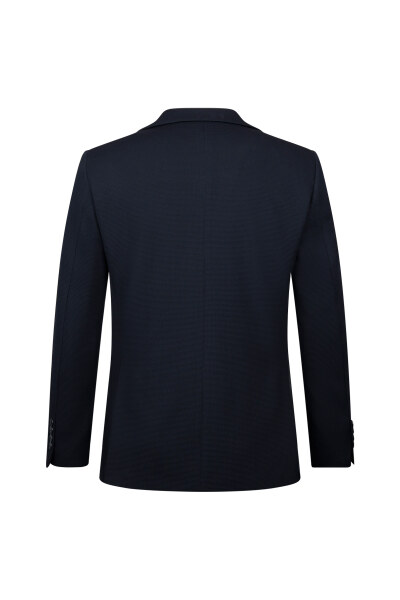 Lacivert Slim Fit Mono Yaka Casual Takım Elbise - 4