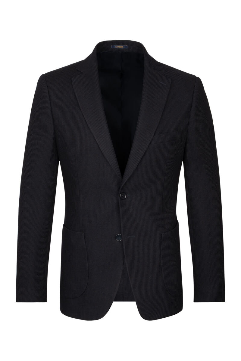 Lacivert Slim Fit Mono Yaka Klasik Ceket