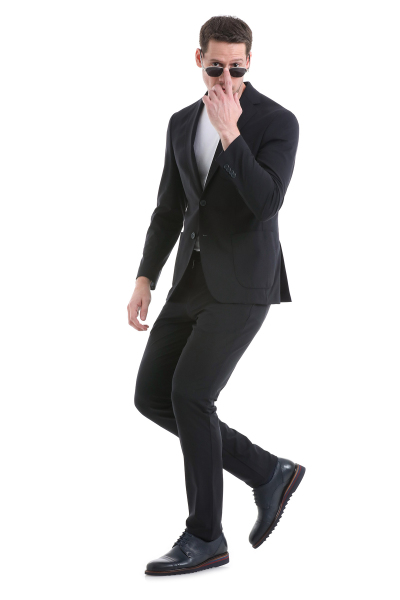 Lacivert Slim Fit Mono Yaka Klasik Takım Elbise - 3