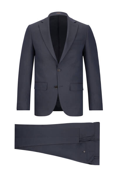 Lacivert Slim Fit Mono Yaka Klasik Takım Elbise - 1