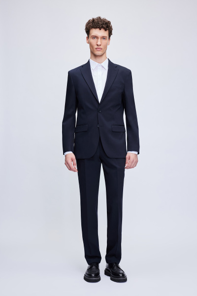 Lacivert Slim Fit Mono Yaka Klasik Takım Elbise - 1