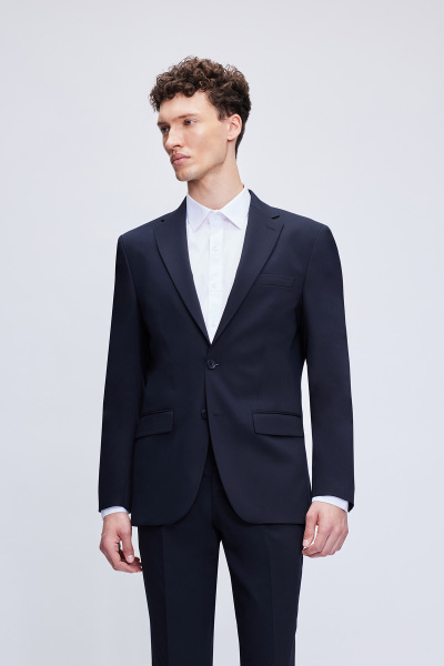 Lacivert Slim Fit Mono Yaka Klasik Takım Elbise - 2