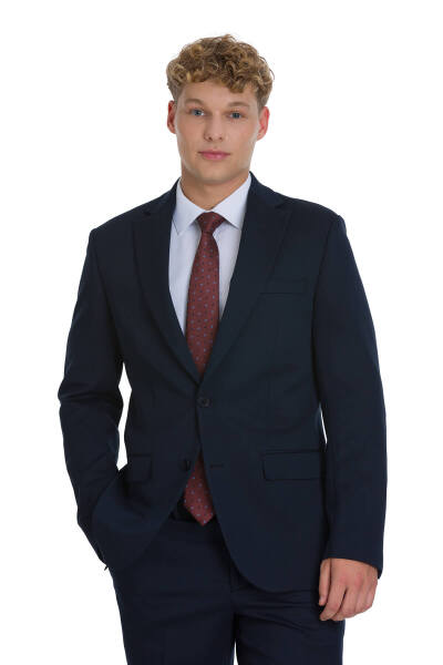 Lacivert Slim Fit Mono Yaka Takım Elbise - 2