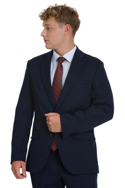 Lacivert Slim Fit Mono Yaka Takım Elbise - 5