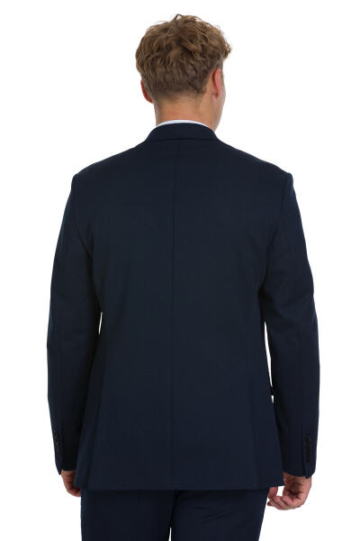 Lacivert Slim Fit Mono Yaka Takım Elbise - 8