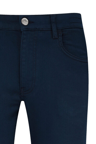 Lacivert Slim Fit Pamuklu 5 Cep Kanvas Pantolon - 2