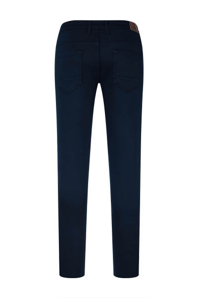 Lacivert Slim Fit Pamuklu 5 Cep Kanvas Pantolon - 3