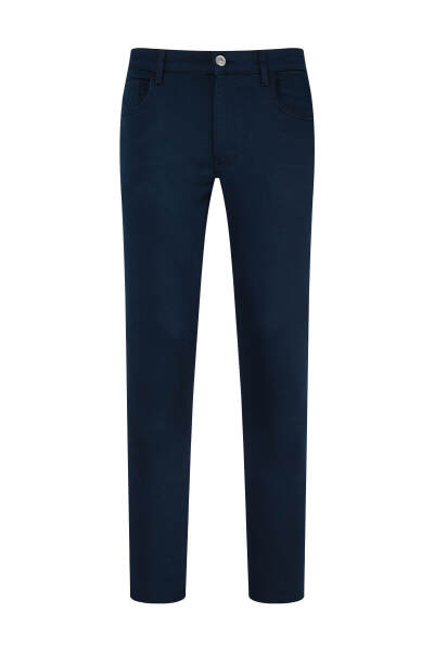 Lacivert Slim Fit Pamuklu 5 Cep Kanvas Pantolon 