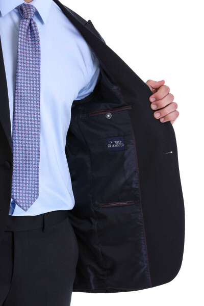 Lacivert Slim Fit Sivri Yaka Klasik Smokin Damatlık - 6