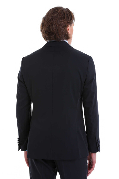 Lacivert Slim Fit Sivri Yaka Klasik Smokin Damatlık - 7