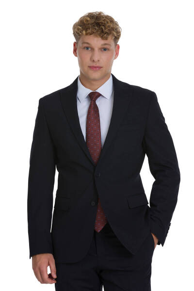 Lacivert Slim Fit Sivri Yaka Klasik Takım Elbise - 2