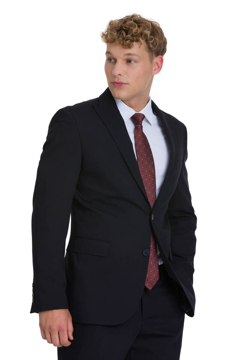 Lacivert Slim Fit Sivri Yaka Klasik Takım Elbise - Hatemoğlu (1)