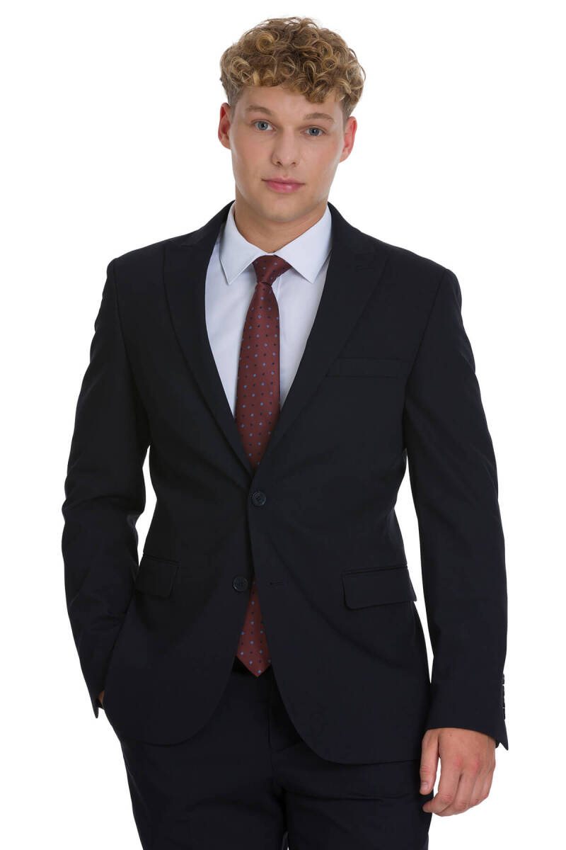 Lacivert Slim Fit Sivri Yaka Klasik Takım Elbise - Hatemoğlu (1)