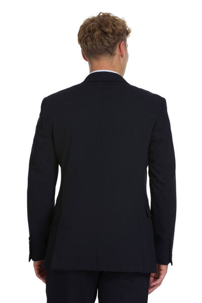 Lacivert Slim Fit Sivri Yaka Klasik Takım Elbise - 8