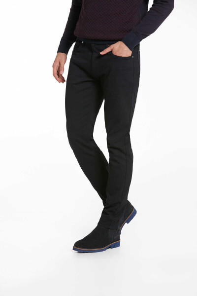Lacivert Slim Fit Desenli Pamuklu 5 Cep Kanvas Pantolon 