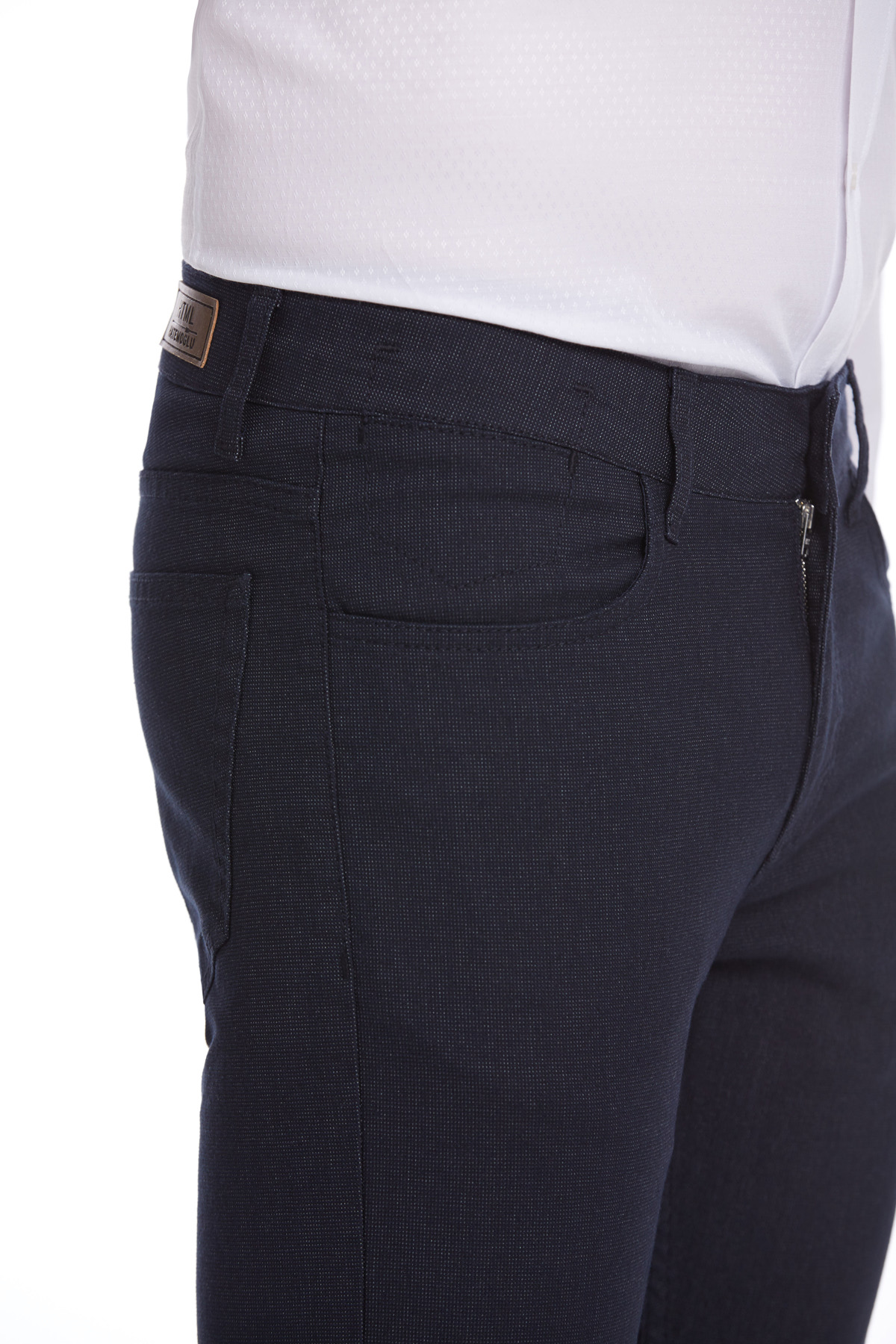 Lacivert Slim Fit Düz Pamuklu 5 Cep Kanvas Pantolon