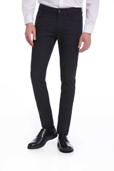 Lacivert Slim Fit Pamuklu 5 Cep Kanvas Pantolon - 2