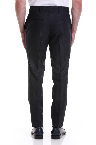 Lacivert Slim Fit Yandan Cepli Kareli Flanel Kumaş Pantolon - 10
