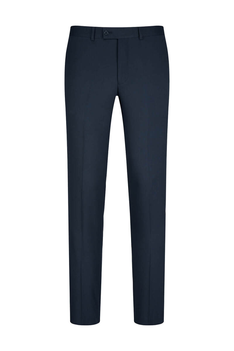 Lacivert Slim Fit Yandan Cepli Kumaş Pantolon