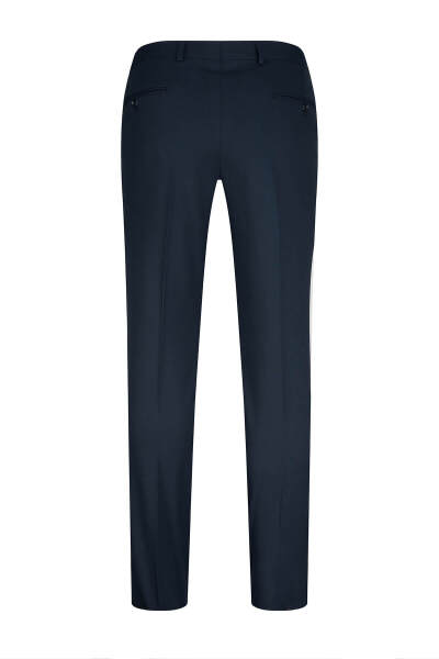 Lacivert Slim Fit Yandan Cepli Kumaş Pantolon - 2