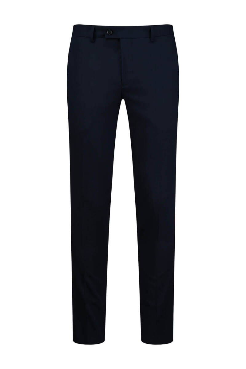 Lacivert Slim Fit Yandan Cepli Kumaş Pantolon