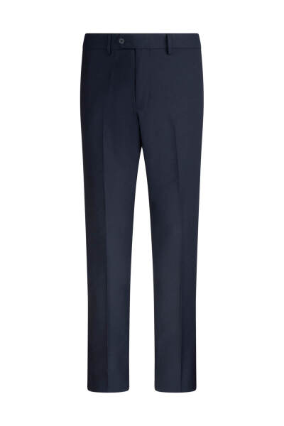 Lacivert Slim Fit Yandan Cepli Kumaş Pantolon - 2