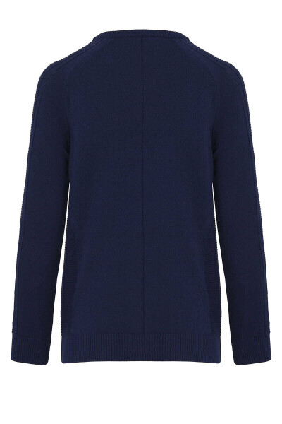 Lacivert V Yaka Triko Kazak - 5