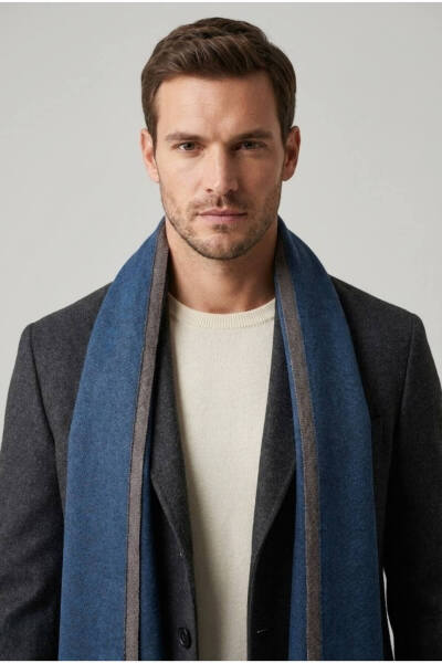 Lacivert - Vizon Çift Taraflı Atkı 