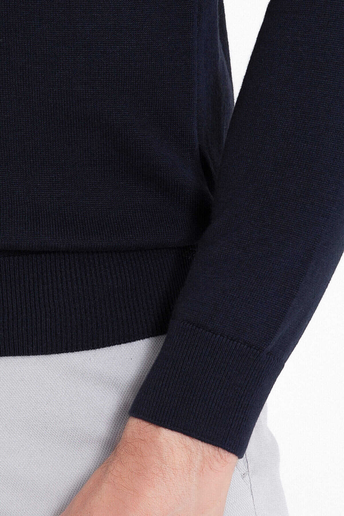 Lacivert Regular Fit Yarım Balıkçı Yaka Pamuklu Triko Kazak - 18