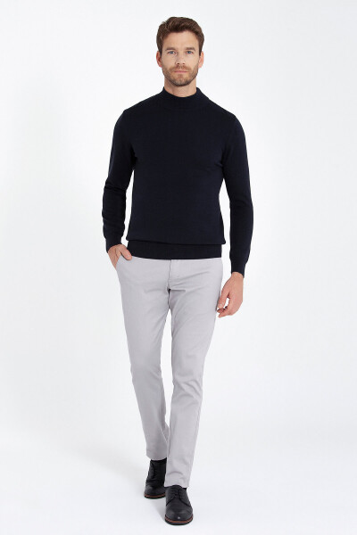 Lacivert Regular Fit Yarım Balıkçı Yaka Pamuklu Triko Kazak - 4