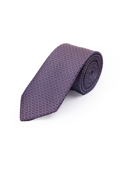 Lila Desenli Klasik Micro Kravat - 2