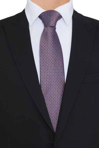 Lila Desenli Klasik Micro Kravat - 4