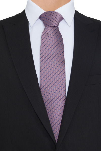 Lila Desenli Klasik Micro Kravat - 4