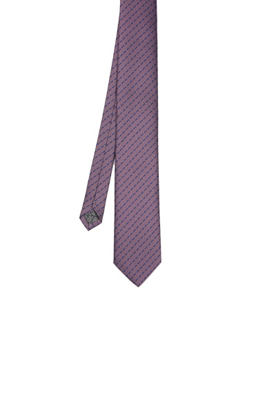 Lila Desenli Klasik Micro Kravat - 6