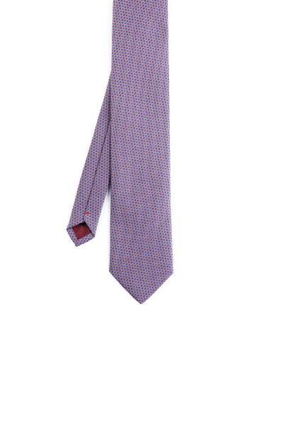 Lila Desenli Klasik Micro Kravat - 5