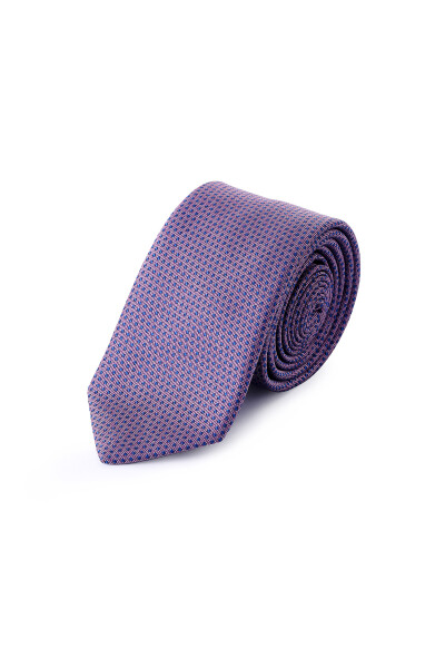 Lila Desenli Klasik Micro Kravat - 2