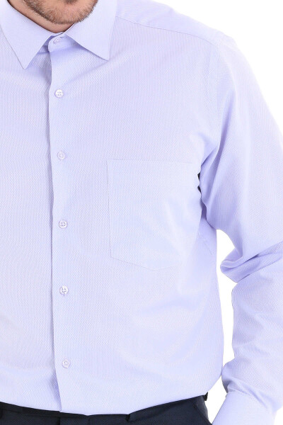 Lila Klasik Fit Desenli Pamuklu Slim Yaka Uzun Kollu Klasik Gömlek - 10