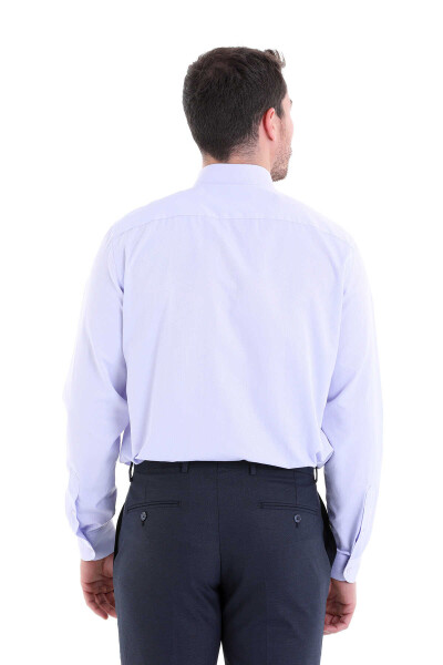 Lila Klasik Fit Desenli Pamuklu Slim Yaka Uzun Kollu Klasik Gömlek - 12