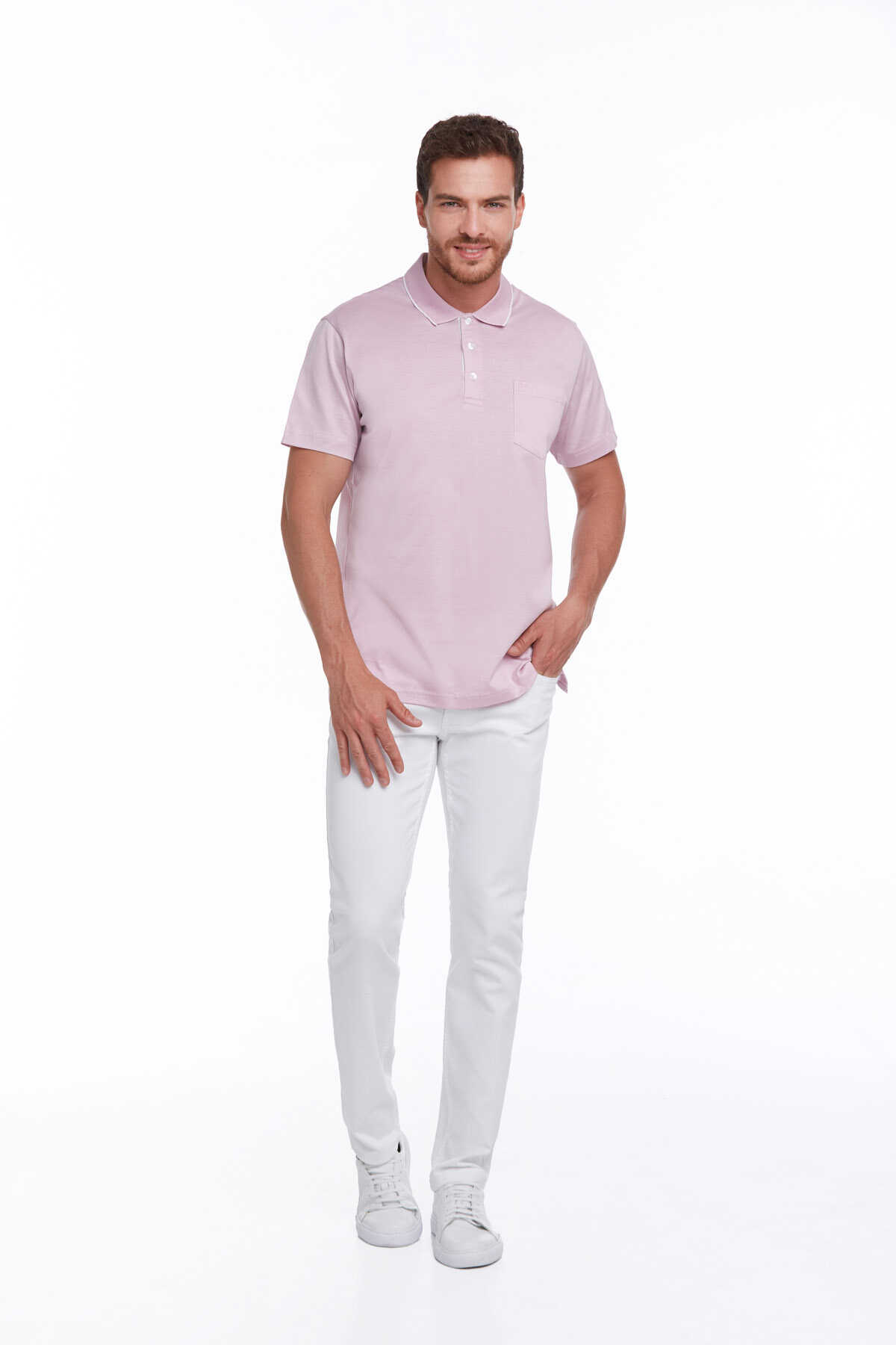 Lila Regular Fit Merserize Polo Yaka %100 Pamuk Tişört - 3