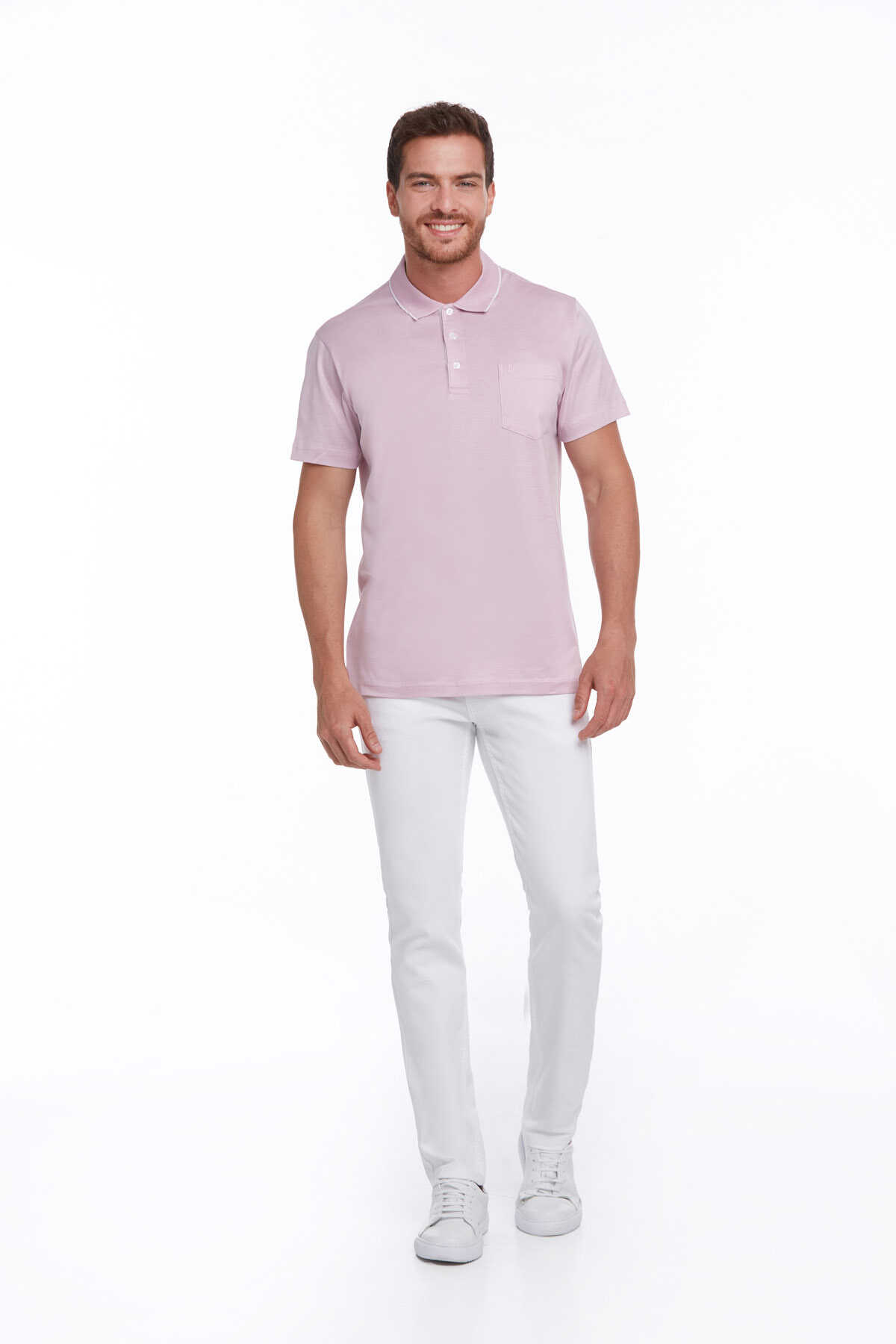 Lila Regular Fit Merserize Polo Yaka %100 Pamuk Tişört - 4