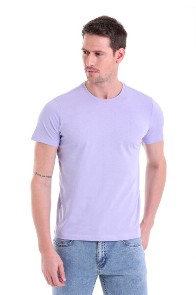 Lila Regular Fit Bisiklet Yaka 100% Pamuk Tişört 