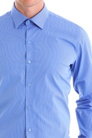 Mavi Comfort Fit Desenli 100% Pamuk Slim Yaka Uzun Kollu Casual Gömlek - Thumbnail