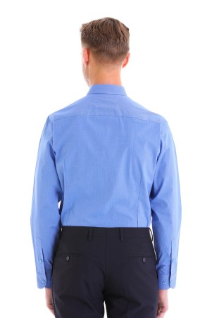 Mavi Comfort Fit Desenli 100% Pamuk Slim Yaka Uzun Kollu Casual Gömlek - Thumbnail