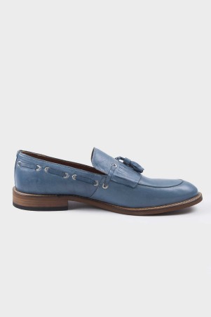 Mavi Klasik Püsküllü Loafer Ayakkabı - Thumbnail