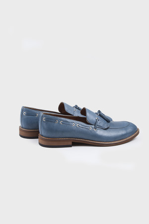 Mavi Klasik Püsküllü Loafer Ayakkabı - Thumbnail