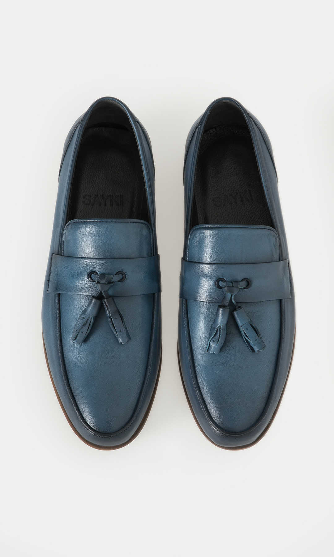 Mavi Klasik Püsküllü Loafer Ayakkabı