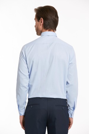 Mavi Klasik Fit Uzun Kol Pamuklu Desenli Klasik Gömlek - 8