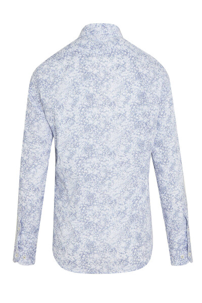 Mavi Slim Fit Baskılı 100% Pamuk Düğmeli Yaka Uzun Kollu Casual Gömlek - 2